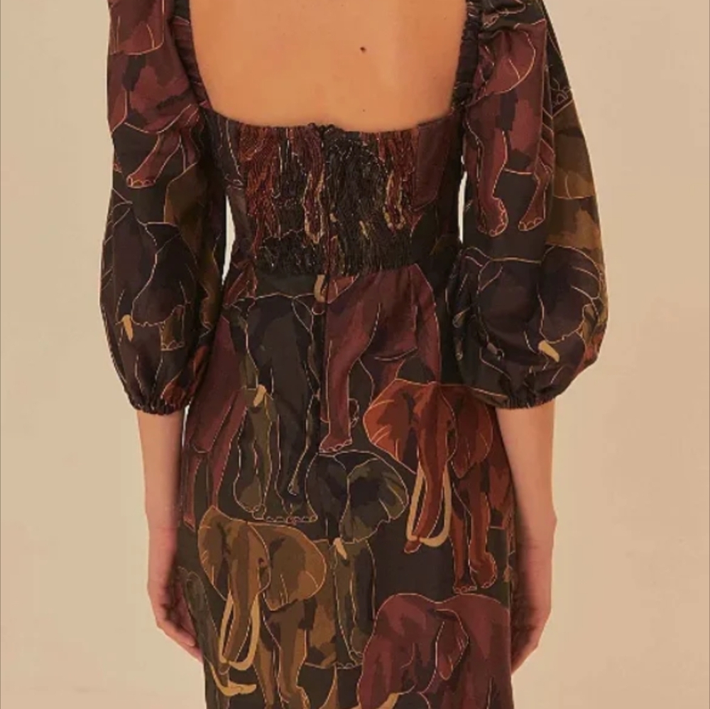 FARM Rio Brown Elephants Mini Dress – Fun & Flirty Statement Piece - Picture 4 of 4